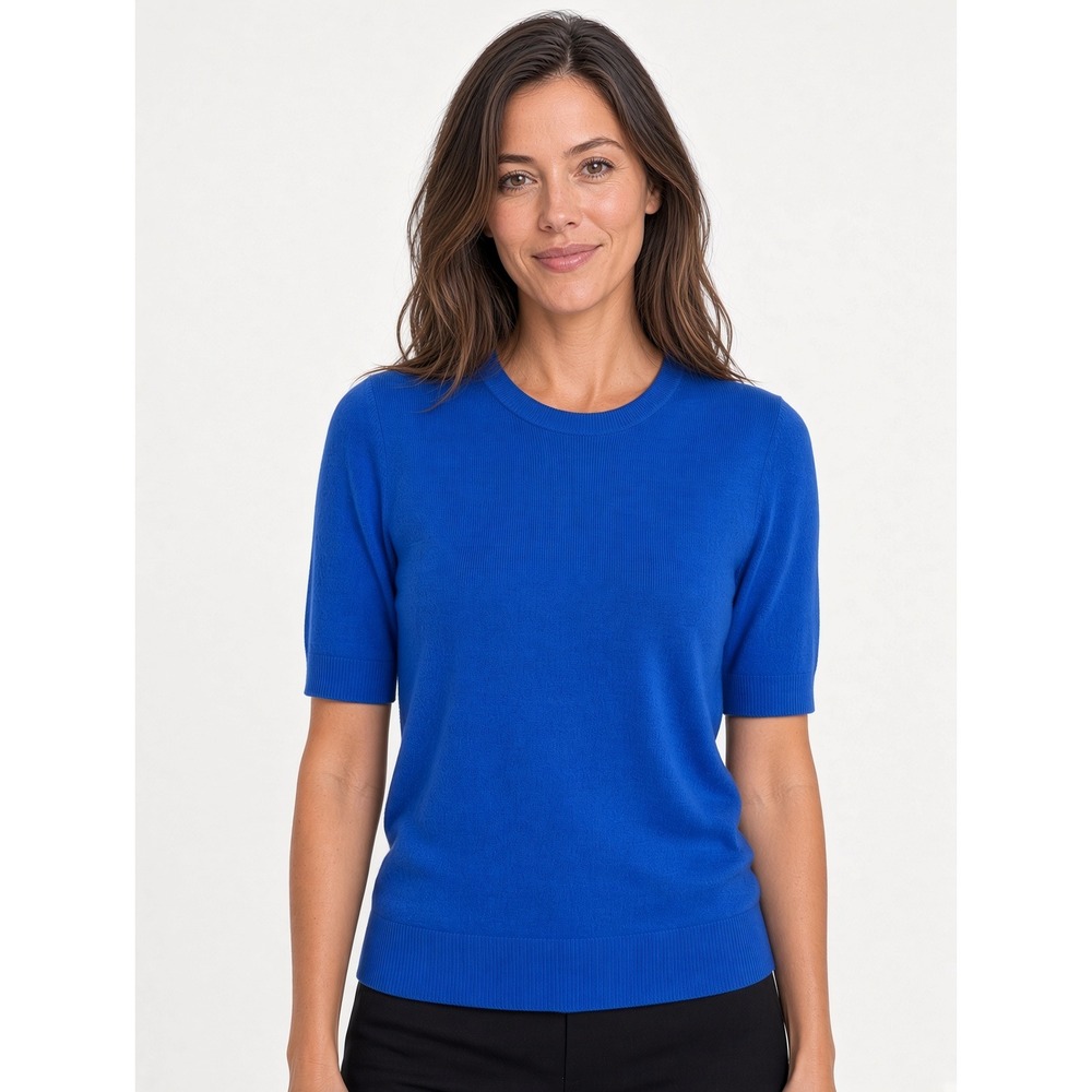 Banana Republic Royal Blue Wool Blend Short Sleeve Sweater Preppy Office Large